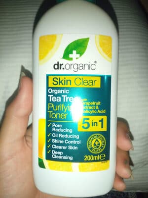 Dr. Organic Skin Clear is a three-ingredient toner with alcohol problem